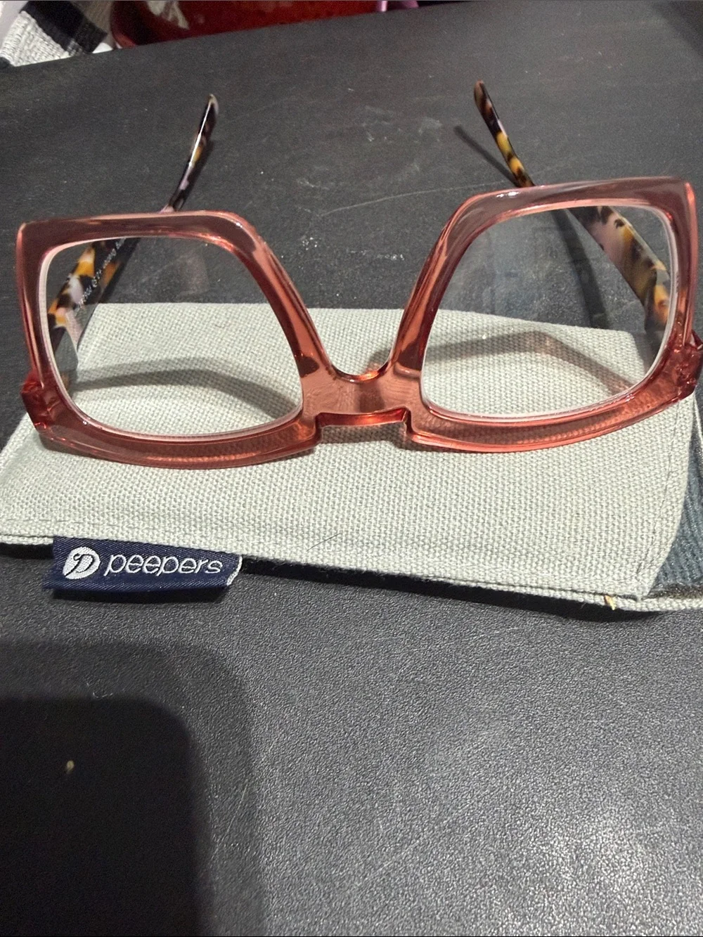Womens PEEPERS Pink Square Reading Glasses with Tortoise Temples